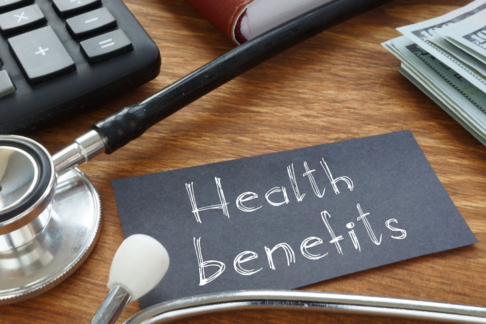 Paper with health beneits written on it